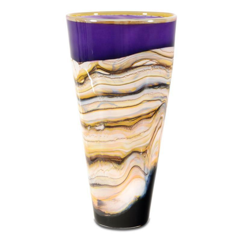 GartnerBlade Glass - Strata Amethyst Cone Vase Urn - Cast Signed Gartner Blade