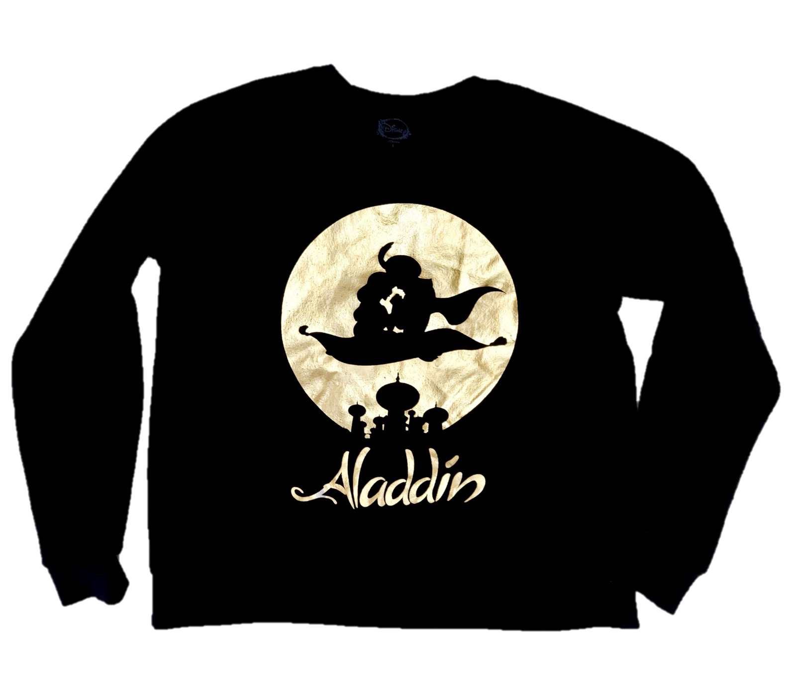 Vintage Disney Aladdin Black Gold Foil Sweatshirt Large