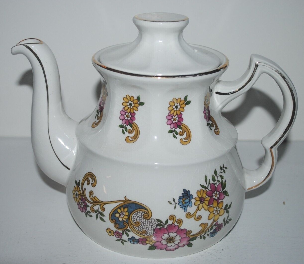 Ellgreave Centenary, Wood and Sons, ironstone teapot, England, floral design