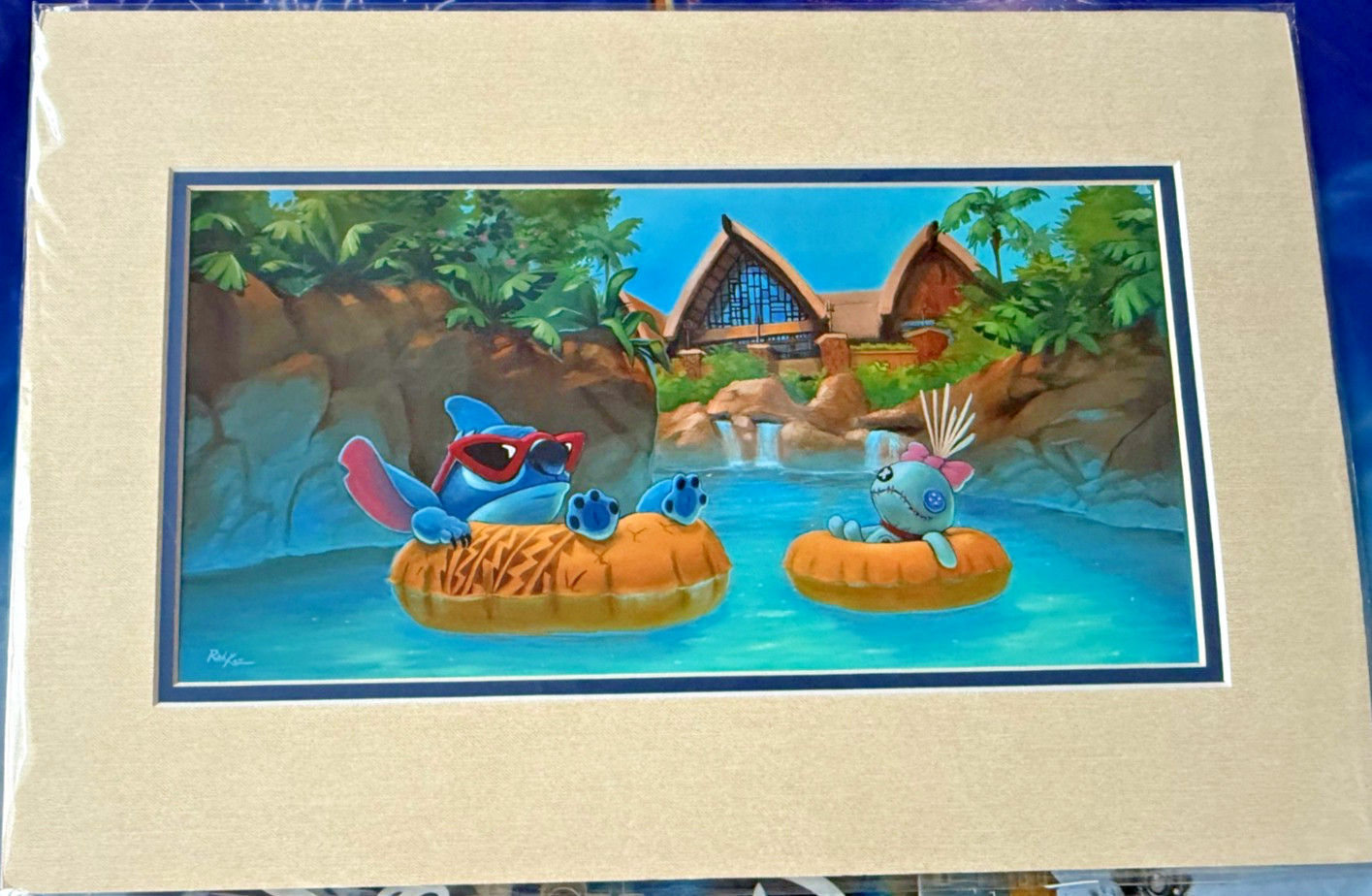 Disney Aulani Resort Stitch Hawaii Rob Kaz 18x12” Island Time Matted