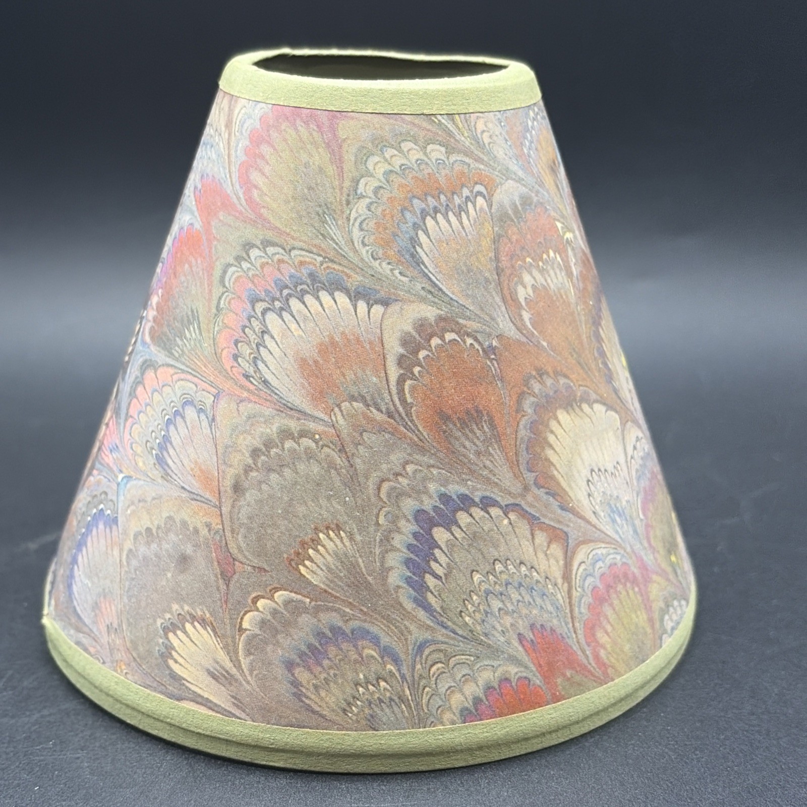 Vtg CBK LTD 1988 Hand-Marbled Feather Print Mini Paper Lampshade 4.5”/No Fitting
