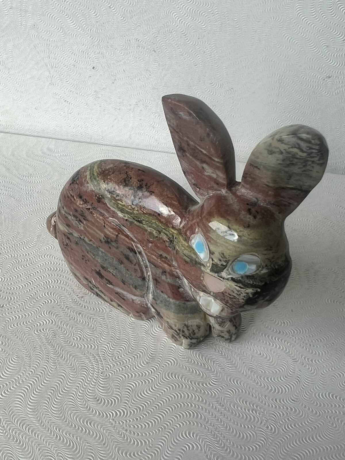 Zuni Rabbit Bunny Fetish Cody Nastacio Travertine*SIGNED*3702