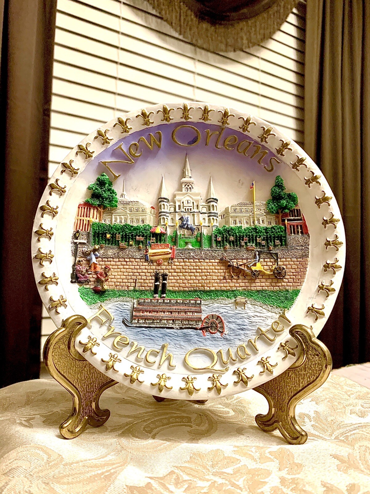 VTG NEW ORLEANS FRENCH QUARTER 3-D Souvenir LANDMARKS Wall Hanging Plaque