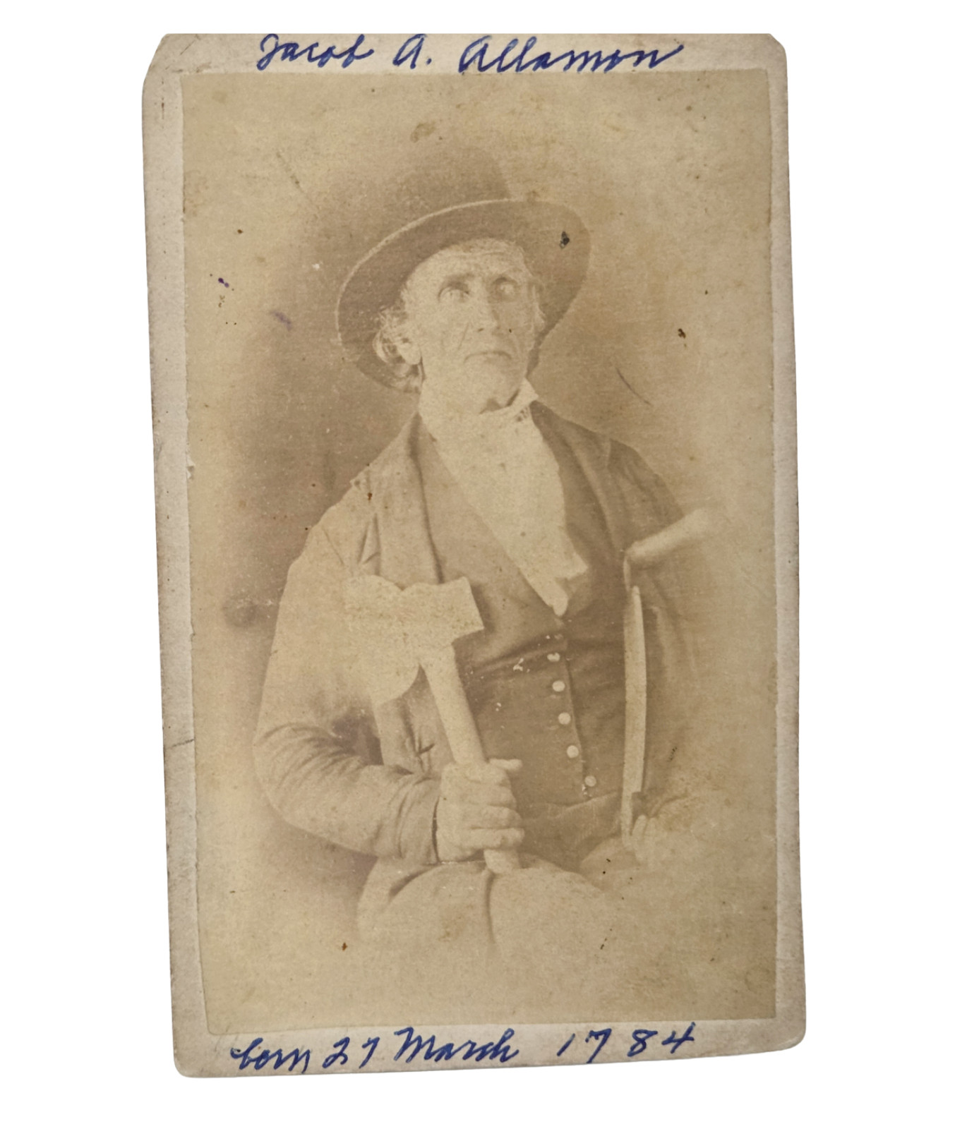 Rare 1860s ID\'d Occupational CDV Wagon Maker with Axe Drawknife | Jacob Allamon
