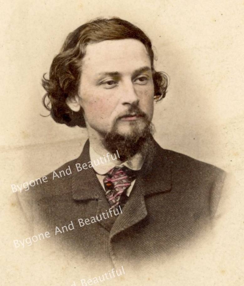 CDV Civil War Era Handsome Man Delicate Expert Hand Tinting By R. A. Lewis NY NY