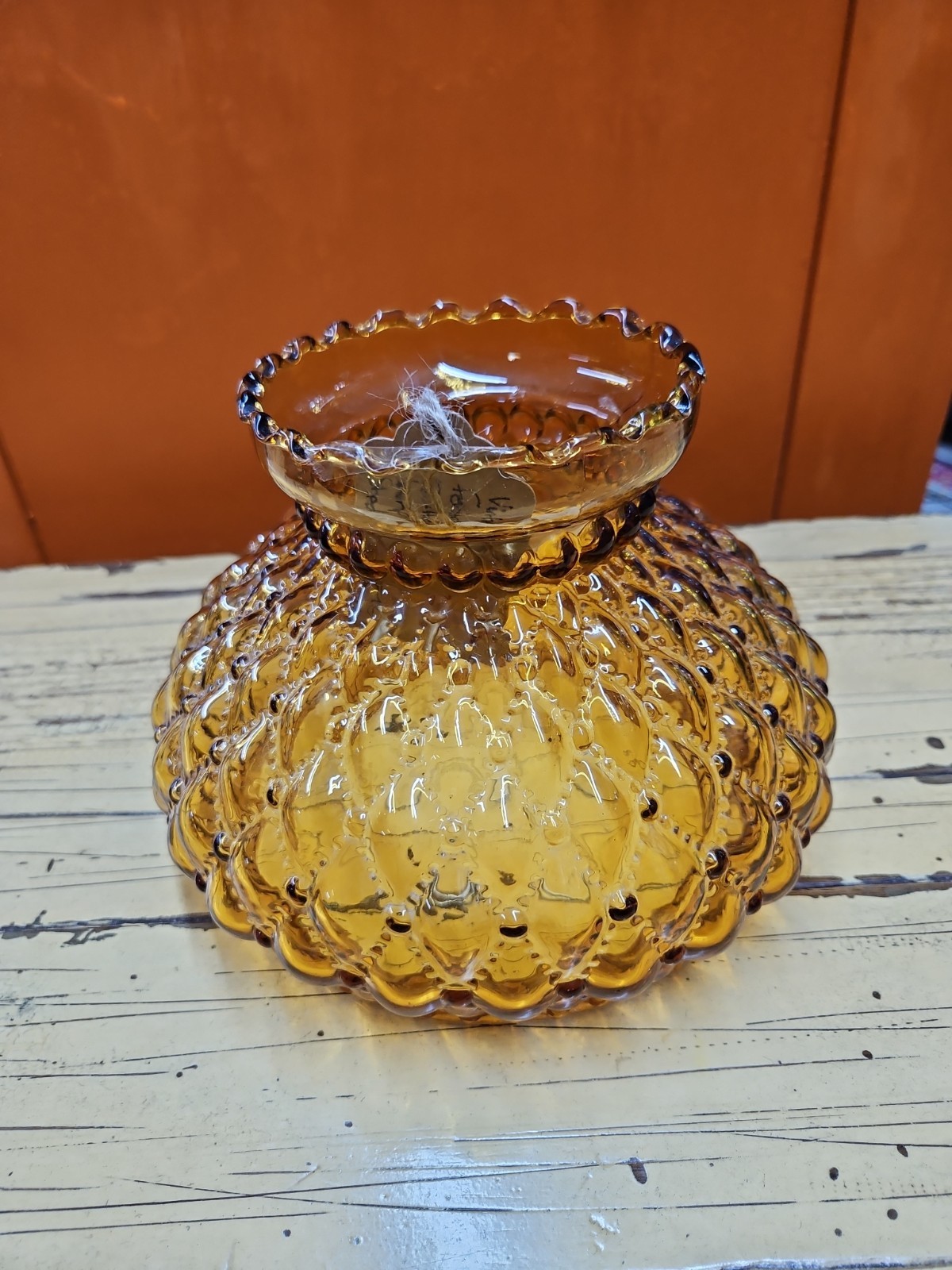 Vintage Fenton Quilted Amber Lampshade