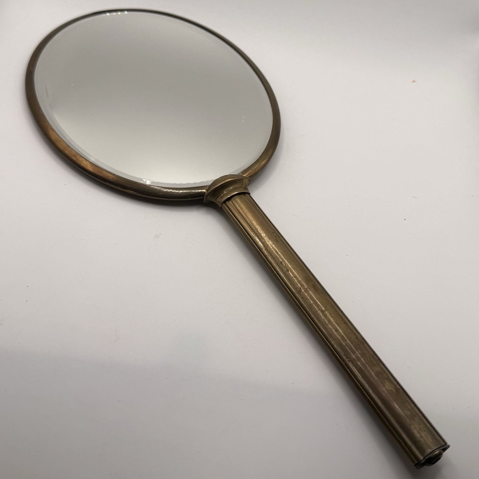 Vintage Gold Tone Hand Mirror Victorian Style Portrait Vanity Mirror 12”