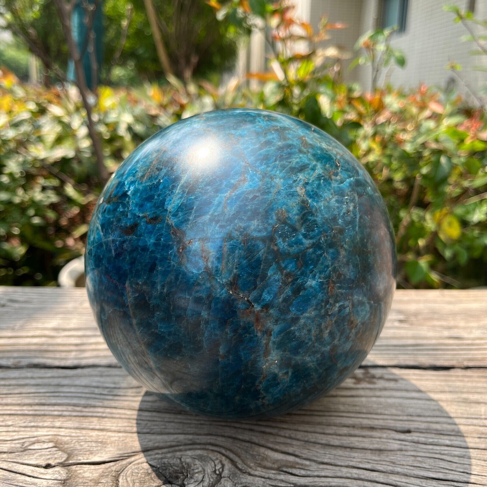 12.9LB 5.5'' Large Natural Blue Apatite Sphere Ball Quartz Rock Crystal Energy