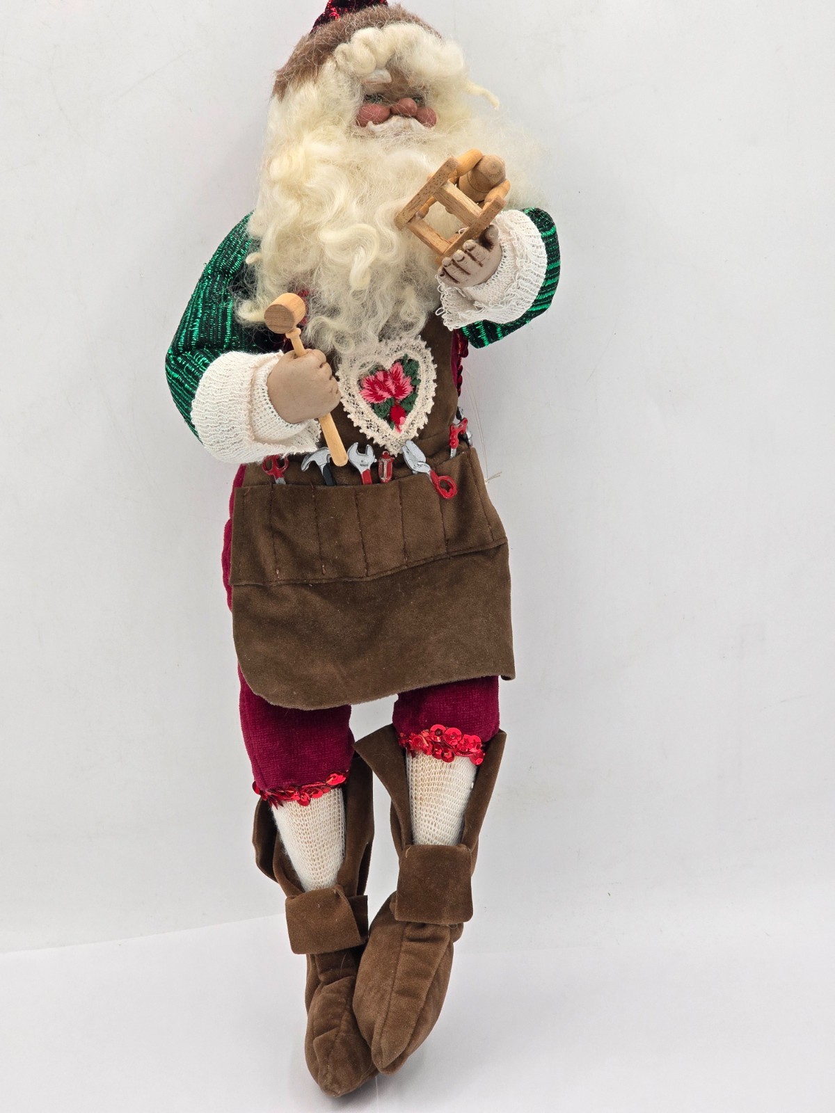 Vtg 1985 Lynn West Lasting Endearments Toymaker Elf Santa Doll Handcrafted 14”