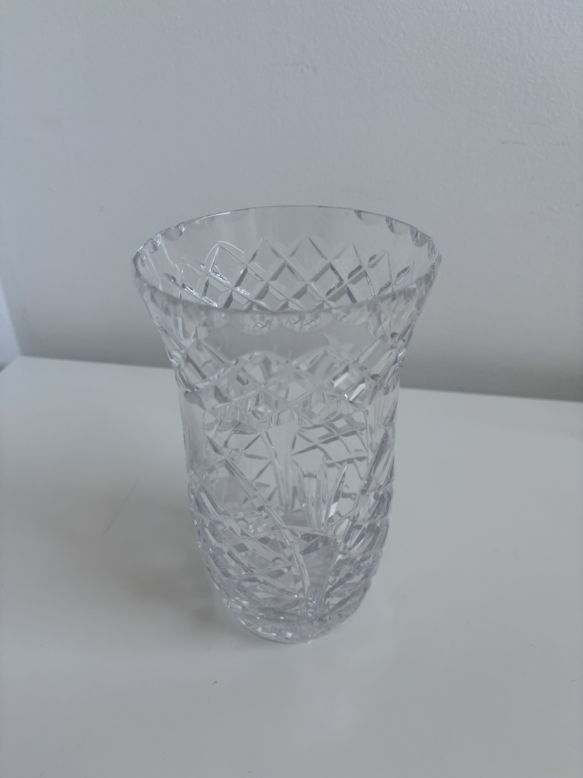 Vintage Cavan Crystal Ireland Medium Vase / Bud Vase — Diamond Cut Glass