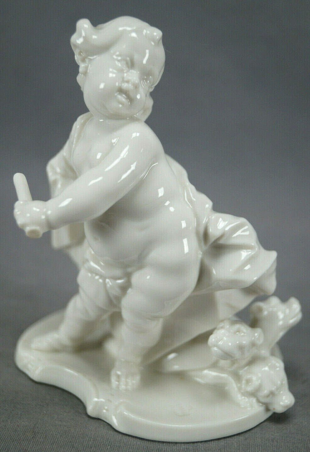 Antique Nymphenburg Blanc de Chine Style Cherub As Pluto With Cerberus Figurine
