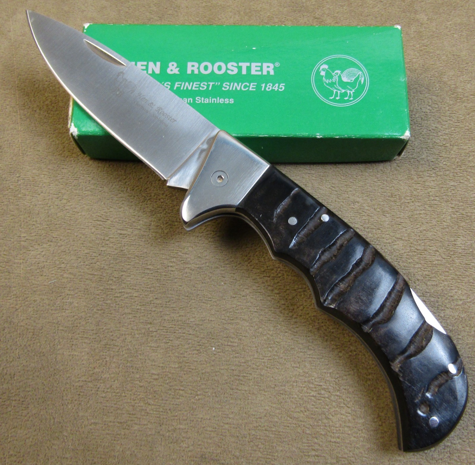 NOS VINTAGE HEN & ROOSTER RH5045RH GERMAN SS LOCKBACK RAM HORN POCKET KNIFE