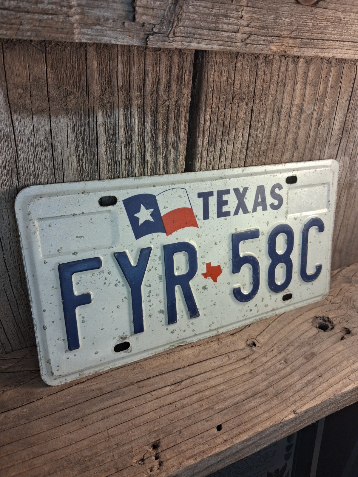 Texas License Plate Vintage 1990s Flag FYR-58C single plate