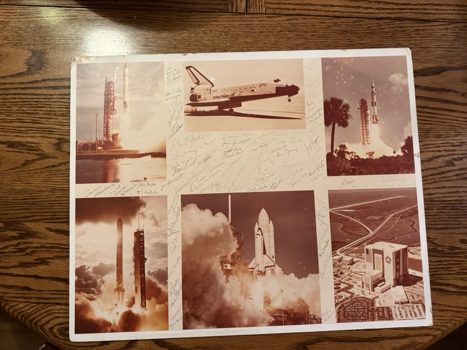 Original Pic -NASA On Cardboard Photo From The Kennedy Space Center w/autographs Original Pic -NASA On Cardboard Photo From The Kennedy Space Center w/autographs