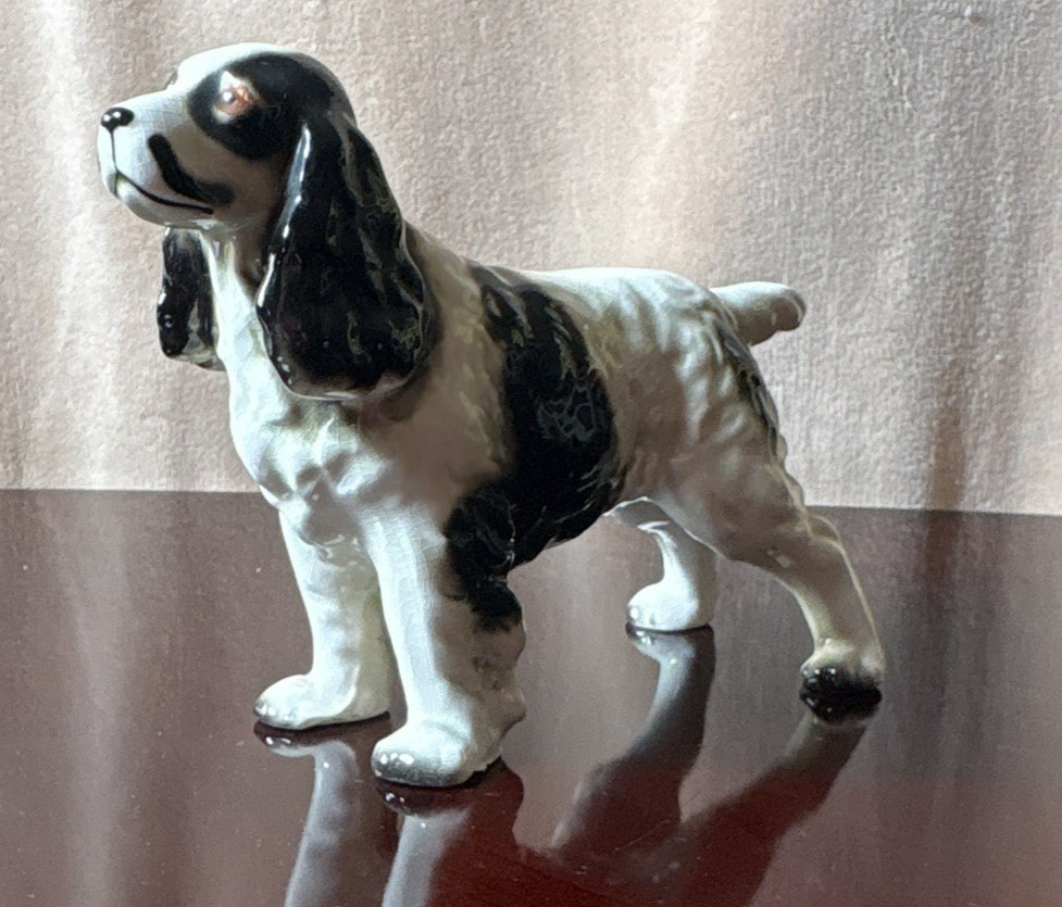 Vtg 1950s-1960s Wales Japan Black & White English Springer Spaniel Dog Figurine