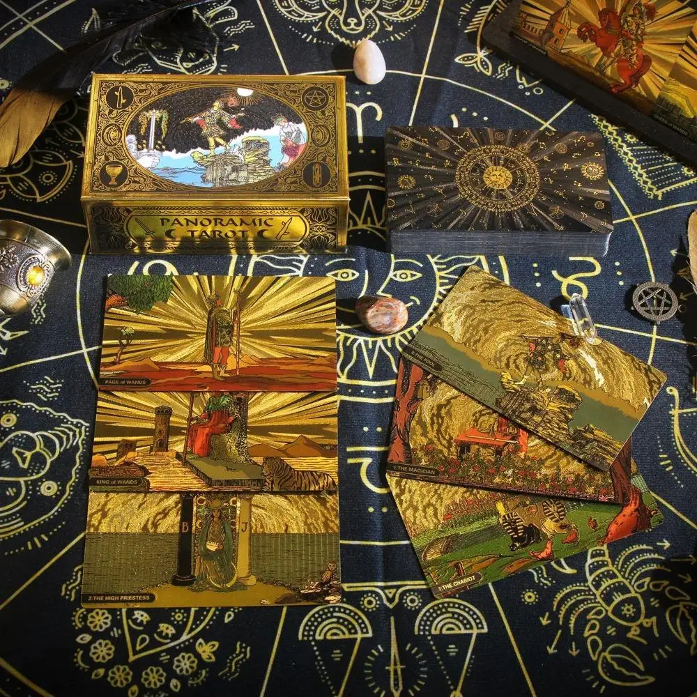 Classic Panoramic RWS Tarot: 78 Waterproof Gold Foil Cards 12x7cm/4.7x2.8in