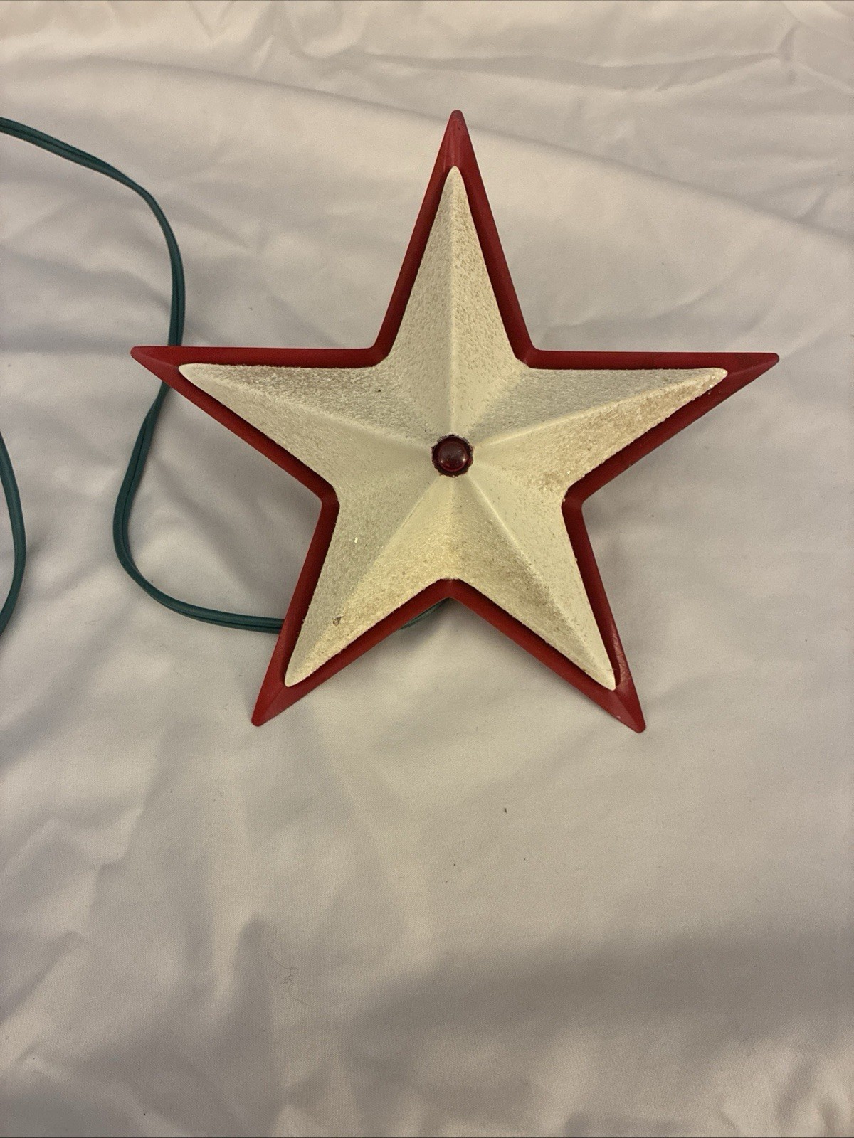 VTG GLOLITE 7” Red & White Lighted Metal Christmas Tree Topper STAR untested