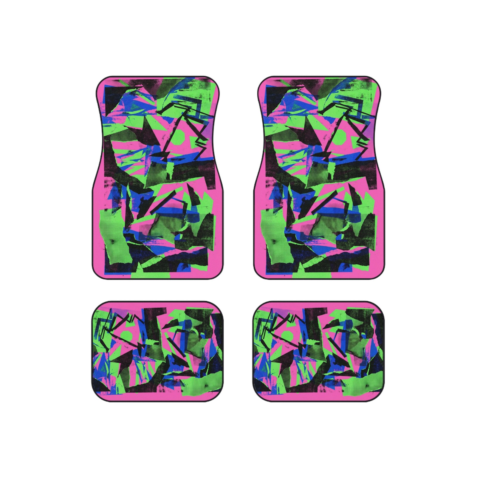 90\'s Neon Abstract Collage Car Floor Mats | Retro Arcade Style Pattern 90\'s Neon Abstract Collage Car Floor Mats | Retro Arcade Style Pattern