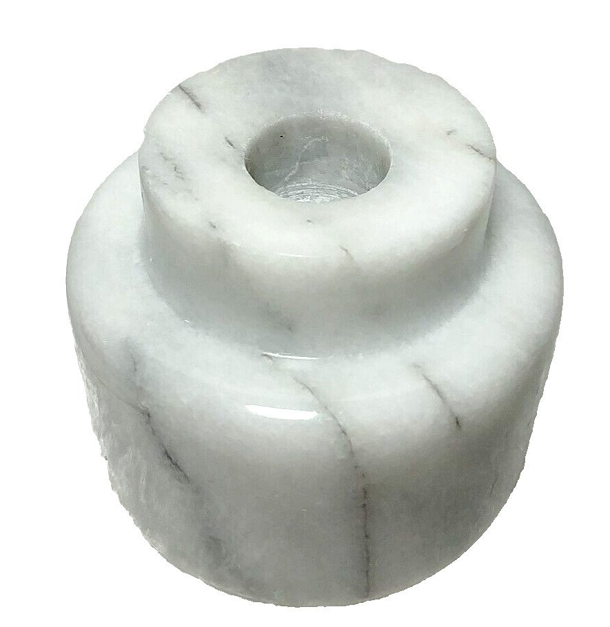 Vintage White Marble Candle Holder Heavy Stone Decor. Goodwood, Art Classic Chic