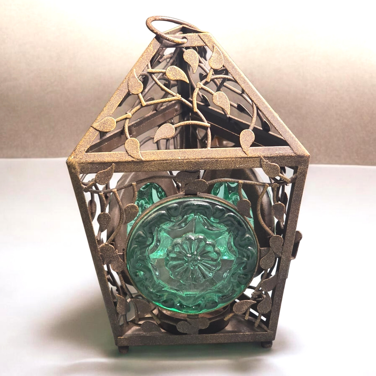 PartyLite La Rosetta Hanging Lantern Green Emerald Decorative Tea Candle Holder