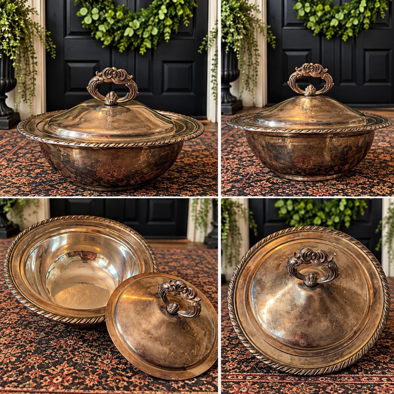 Vintage Silverplated Covered Serving Bowl with Lid Vintage Silverplated Covered Serving Bowl with Lid