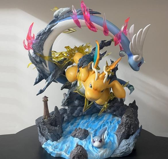 H30CM Dragonite Evolutionary Group Statue LED Model W/Box Toy Collectibles Gift