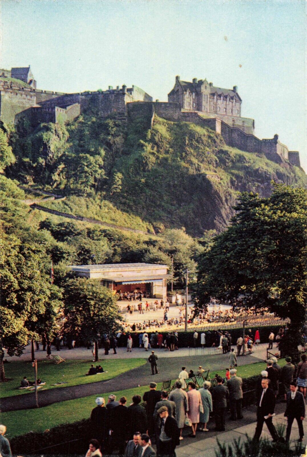 Edinburgh Scotland UK, Princes Street Gardens & Bandstand, Vintage Postcard