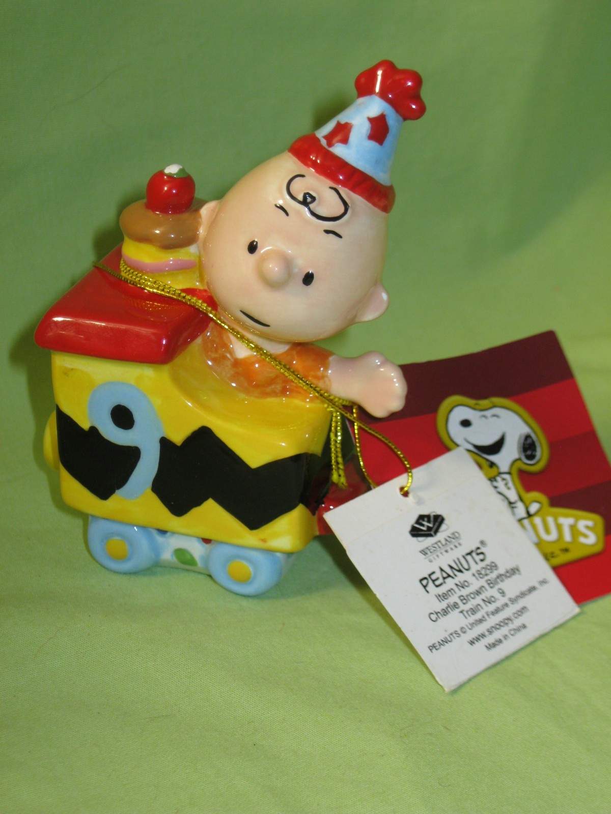 Westland Giftware PEANUTS Birthday Train CHARLIE BROWN Age No. 9 FIGURINE