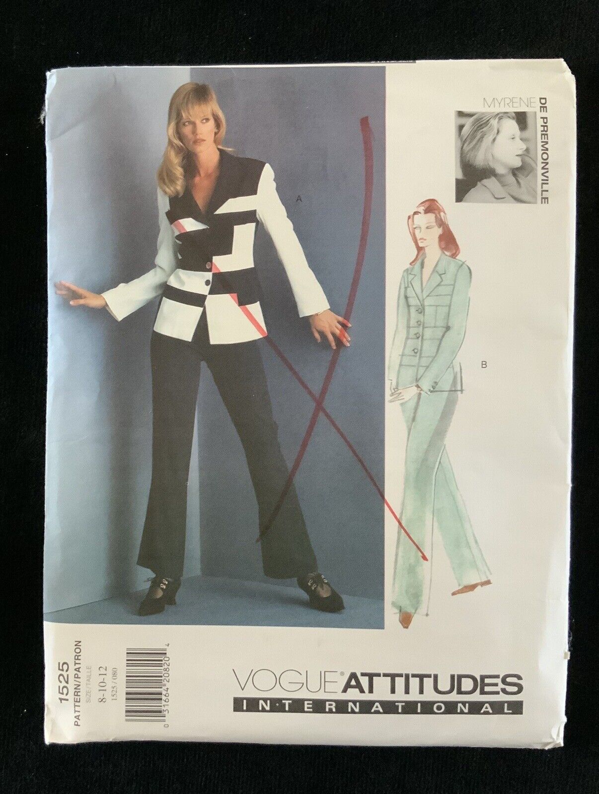 VOGUE 1525 Attitudes Int. MYRENE DE PREMONVILLE SZ 8-10-12 Vintage Sew Pattern
