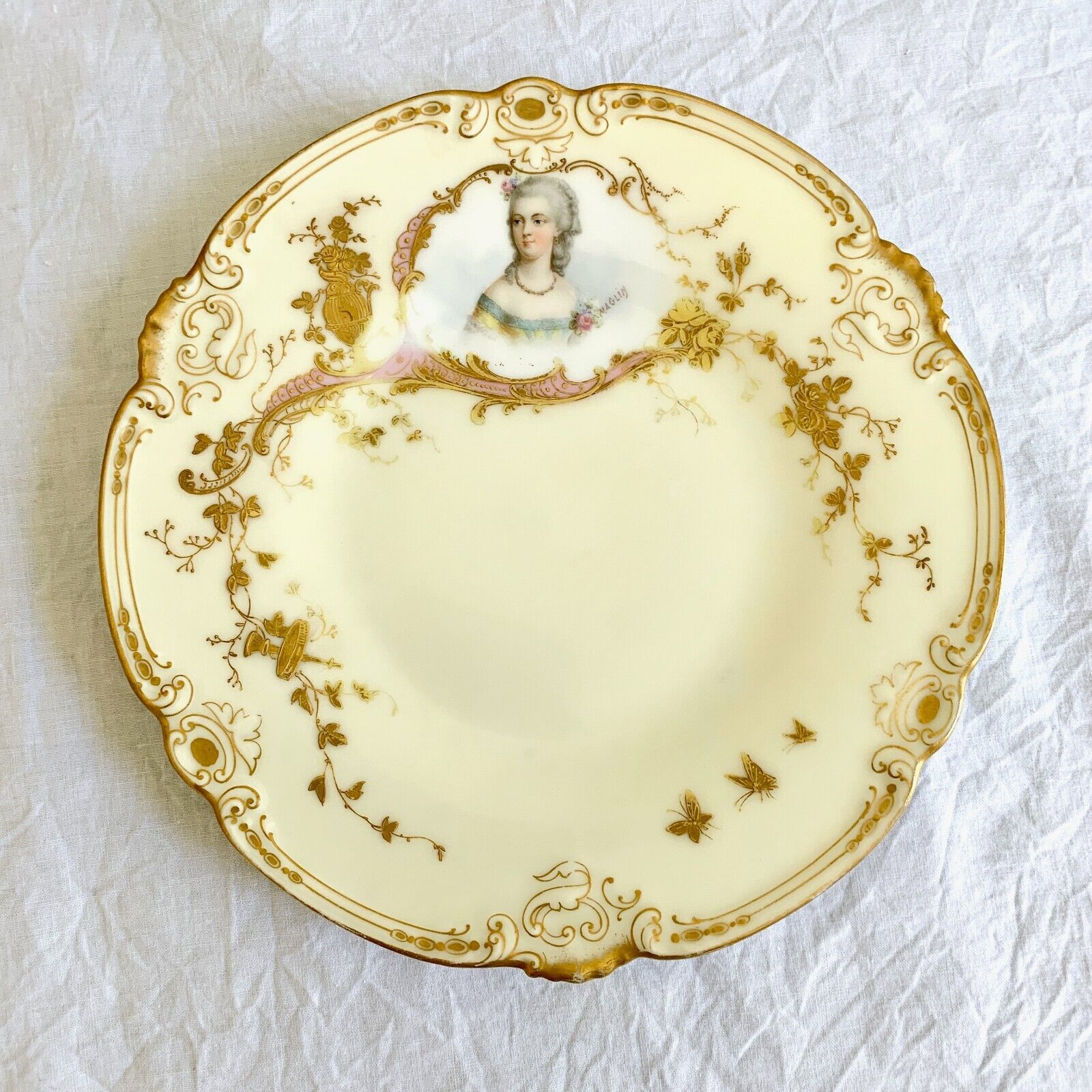 Antique Sevres Style Porcelain Portrait Plate Signed Maglin - Ovington Bros. DB