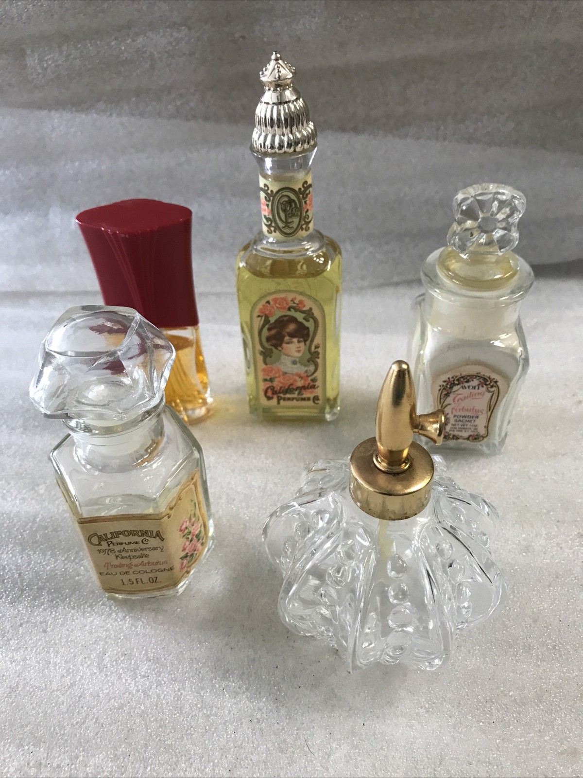Avon Perfume Scent Lot 5 Bottles 2 Empty 3 Full Includes 90th Anniversary