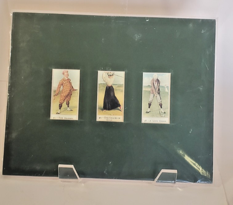 3 Vintage Cope\'s Golfers Tobacco Cards w Mat Bridge House Art Gallery Bermuda