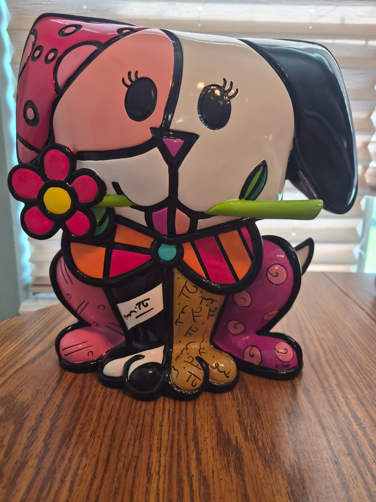 Romero Britto Puppy Love Red Flower signed and numbered.