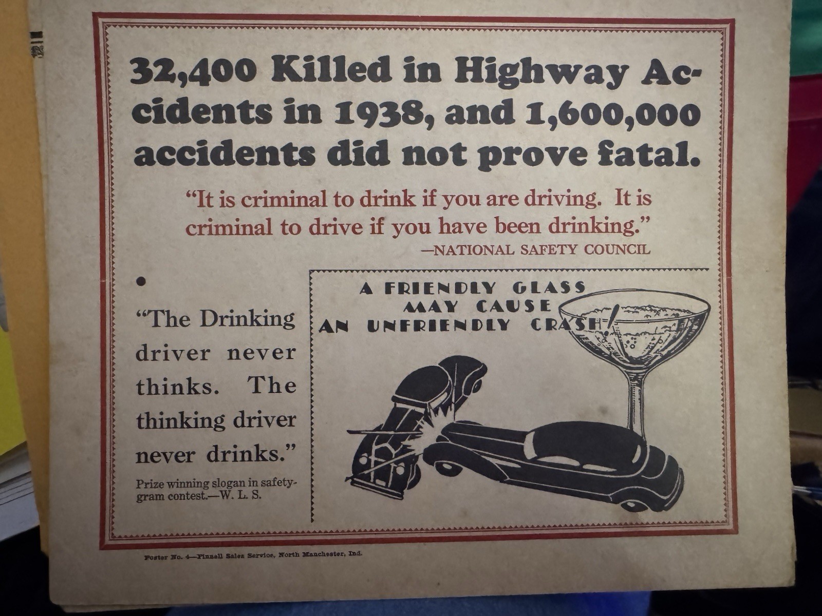 National Safety Council 1938 Drunk Driving Highway Safety Print Ad