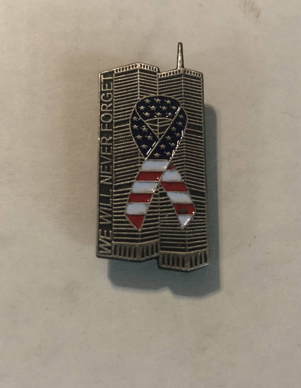 9/11 September 11 Twin Towers United States Flag Ribbon Pin 9/11 September 11 Twin Towers United States Flag Ribbon Pin