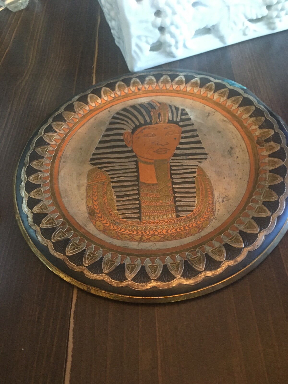 Vintage Silver-Copper-Brass Plate by HOSNY GOMAA Hand Made Egypt 8.5\