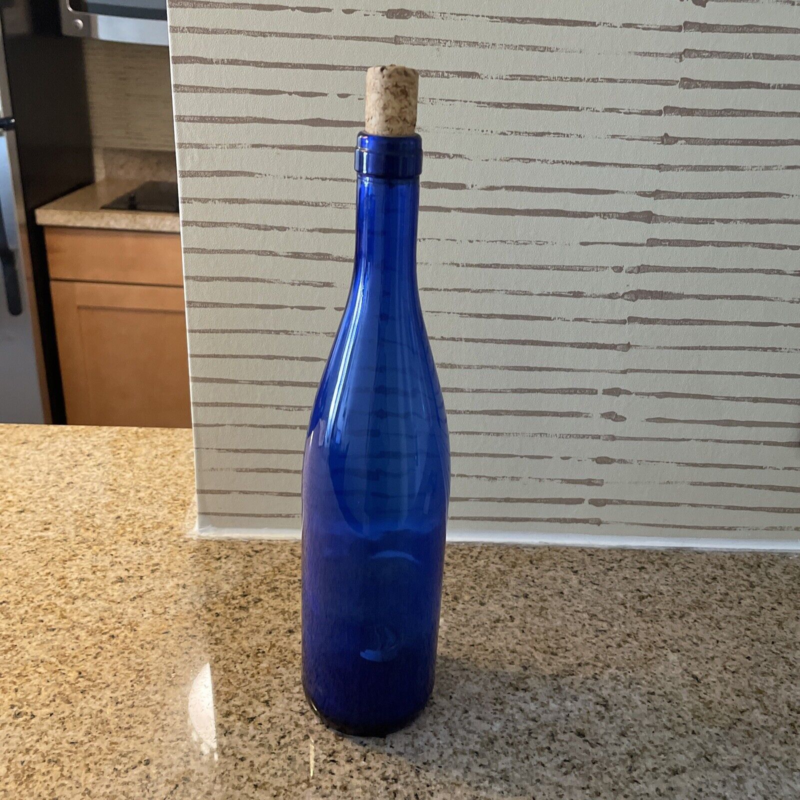 Vintage Cobalt Blue Glass Decorative Wine Bottle Empty 750ML  12” Tall
