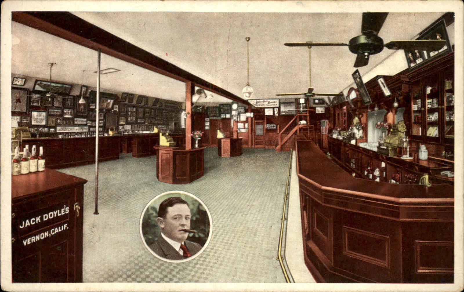 Vernon CA Bar Interior Jack Doyle's Geo. Rice & Sons c1910s Vintage Postcard bhn