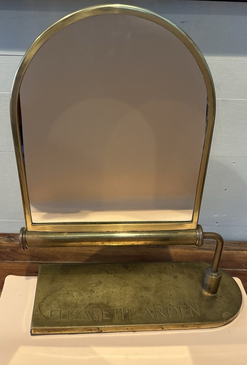 Vintage Elizabeth Arden Vanity DISPLAY  Makeup Brass Mirror~ RARE