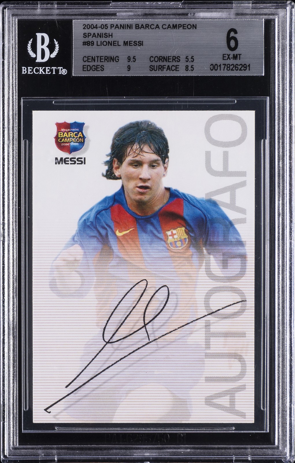2004-05 PANINI BARCA CAMPEON #89 LIONEL MESSI  ROOKIE RC BGS 6