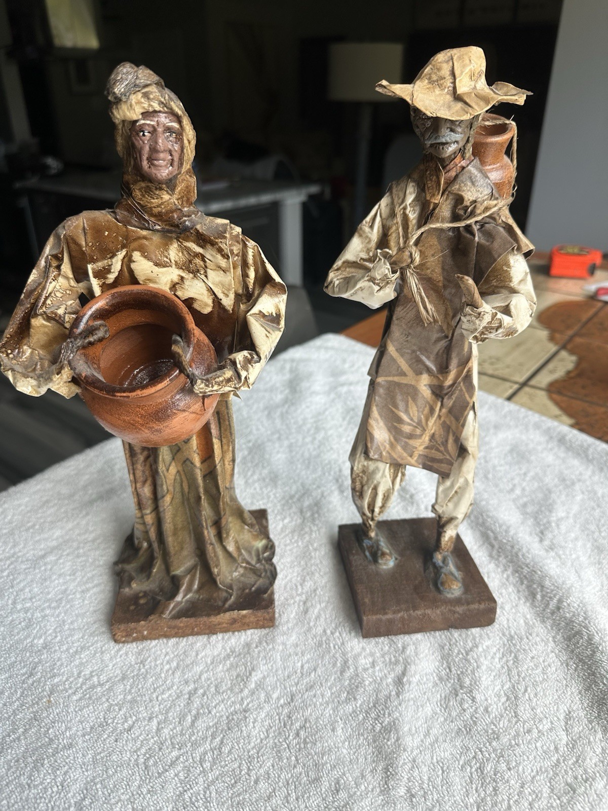 Vintage Mexican Paper-mâché (Cartonería) Folk Art Sculptures Set of 2