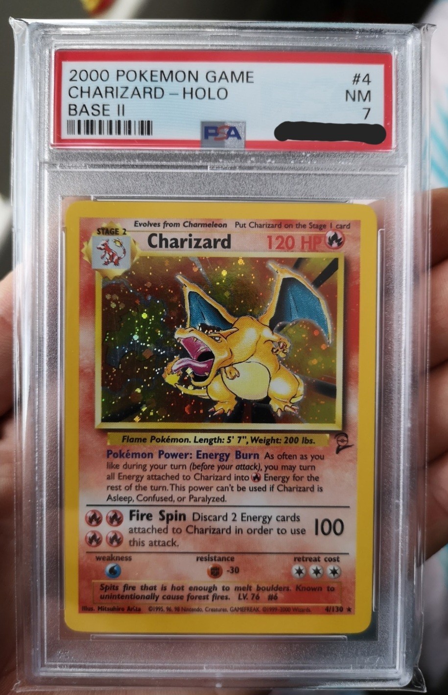 Pokémon TCG Charizard Base Set 2 Holo PSA 7 Unlimited Card 4/130