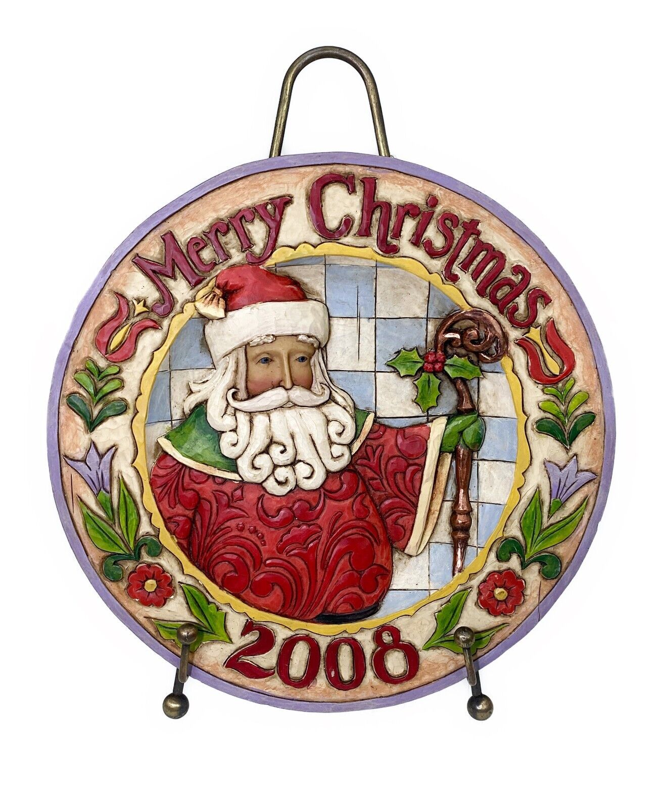 2008 Merry Christmas Jim Shore Wall Plate Santa Plaque Heartwood Creek Enesco