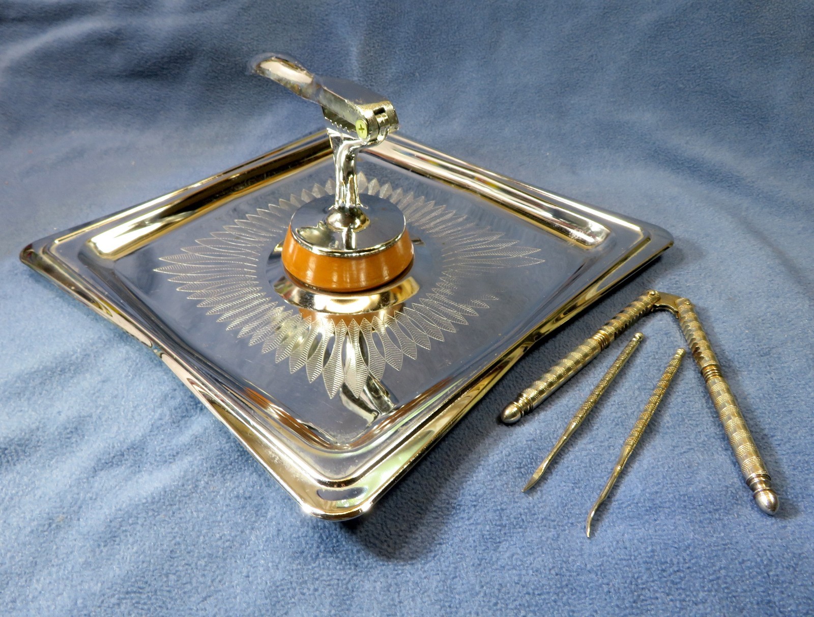 Vintage MCM Hellerware Chromium Nutcracker Tray HMO 