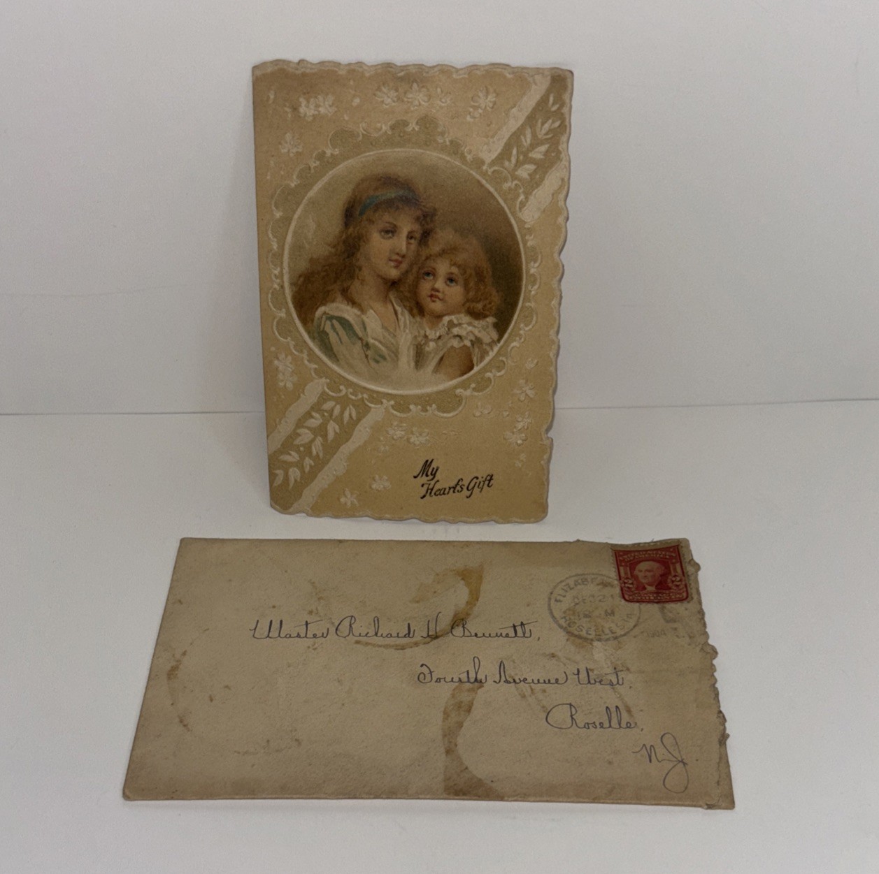 Antique My Mothers Gift Greeting Card (No Writing) With Dated Envelope 1904