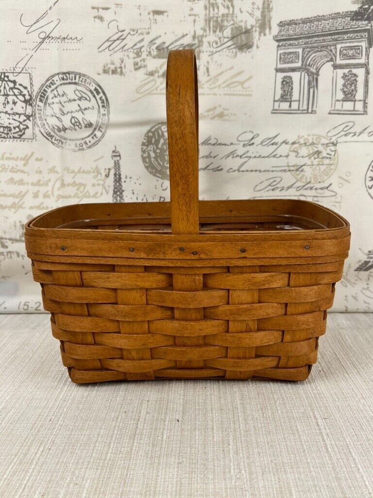 Longaberger 1993 Spring Basket with Plastic Protector 11 L x 8 W x 5.5 H