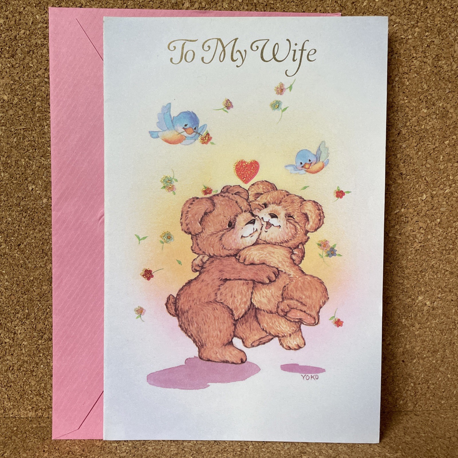 Vintage American Greetings Anniversary Card To My Wife Cute Teddy Bears