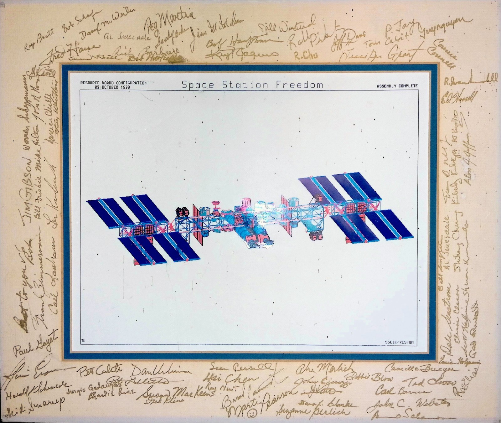Signed Original NASA Space Station Freedom / ISS Blueprint Autographed Schematic