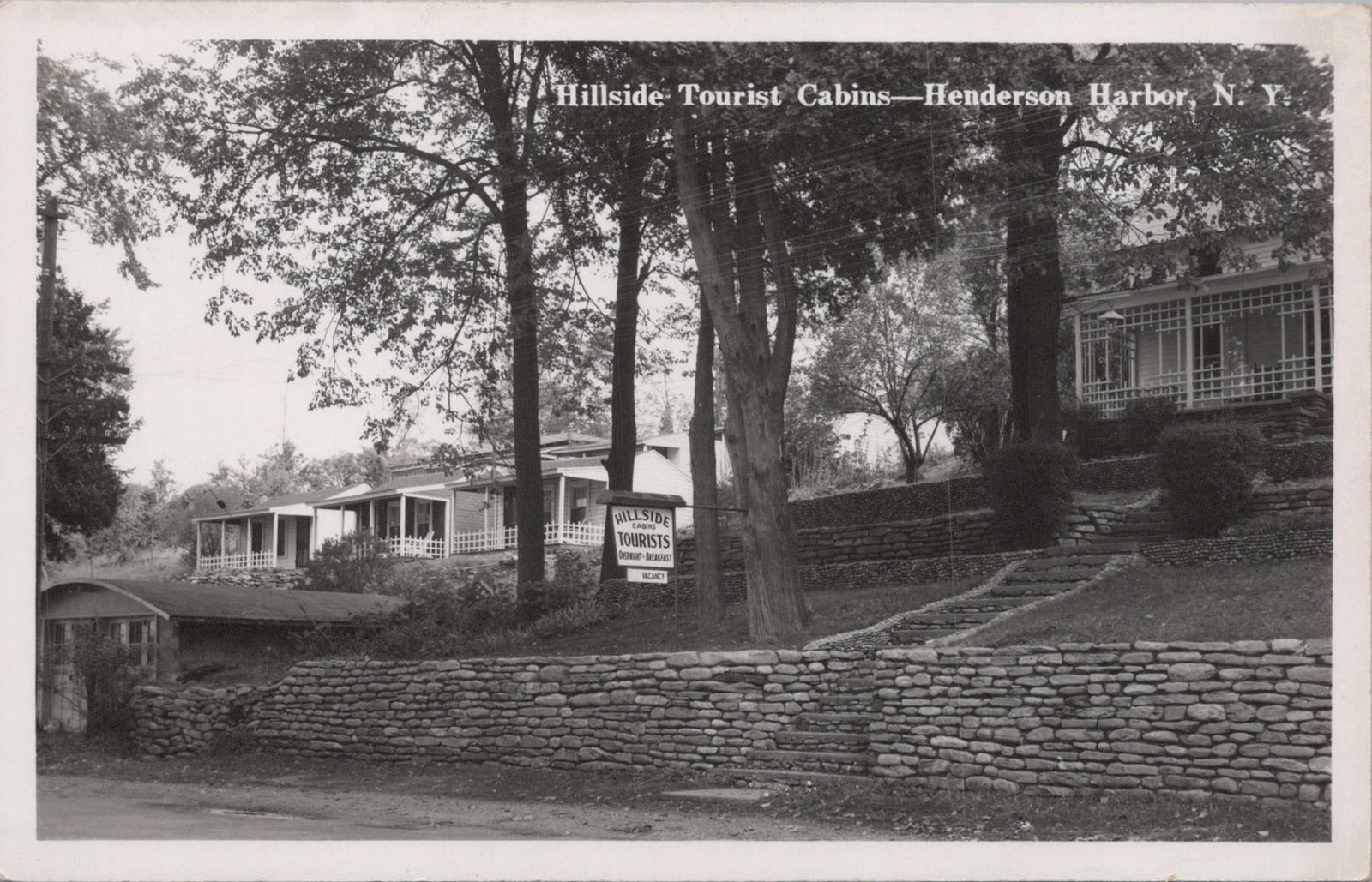 RPPC Postcard Hillside Tourist Cabins Henderson Harbor NY 