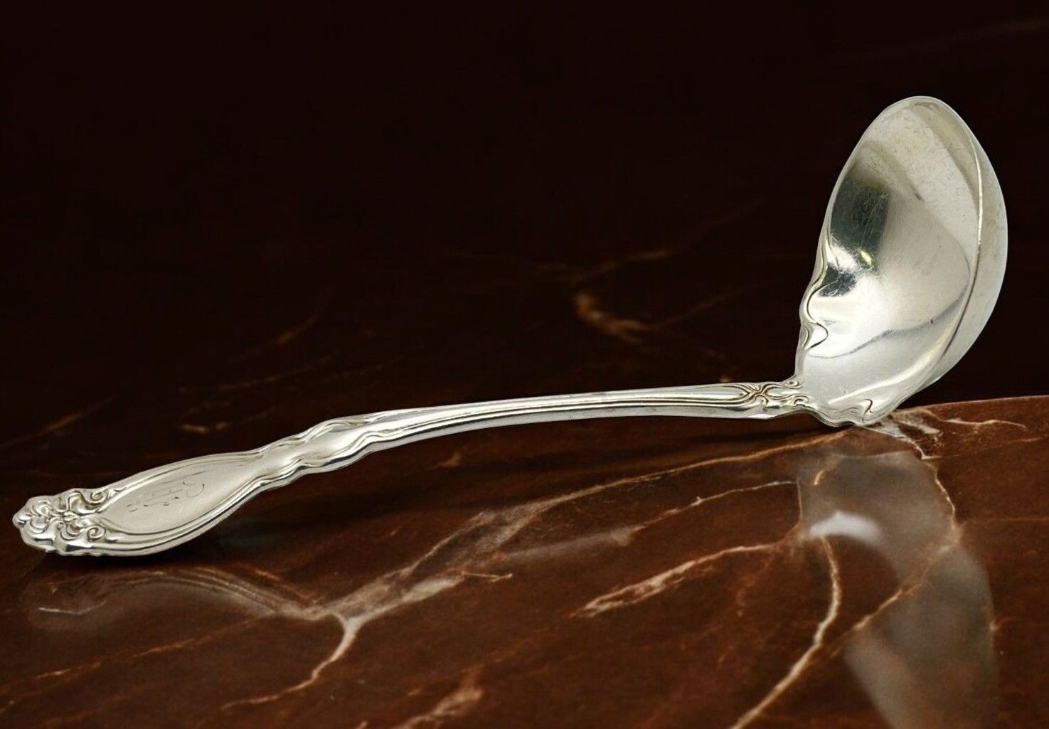 Vintage Holmes & Edwards Ornate Soup Ladle Chalon Chatsworth Monogrammed Spoon